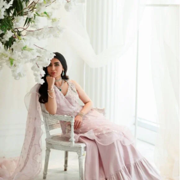 *SOLD* Farah Talib Aziz “Magnolia Rose” Saree Dress • Size XS • Pre-Loved - Picture 3 of 7